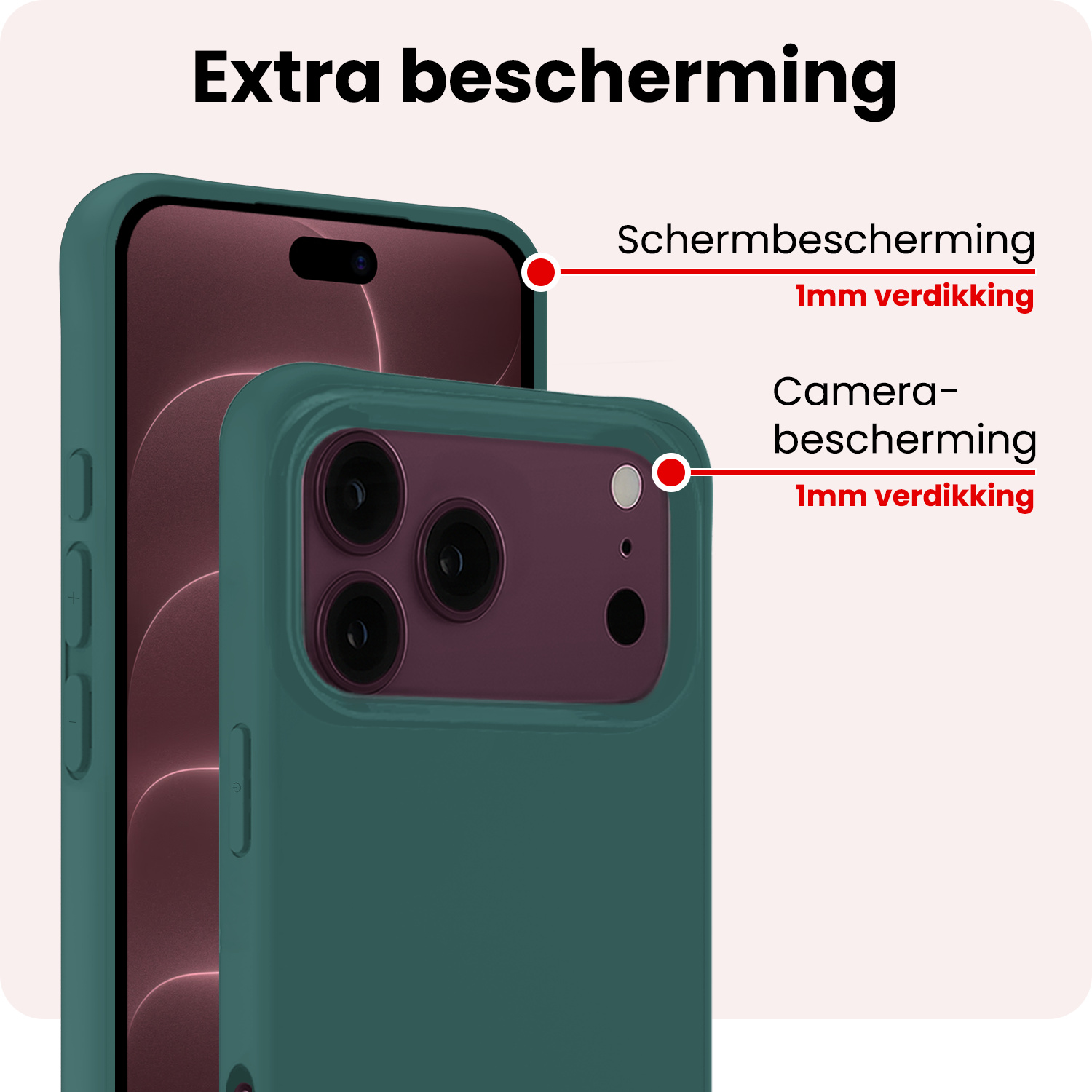 NoXx NoXx iPhone 18 Pro Max Hoesje Siliconen Met Screenprotector Met Dichte Notch - Donkergroen