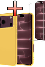 NoXx NoXx iPhone 18 Pro Max Hoesje Siliconen Met Screenprotector Met Dichte Notch - Geel