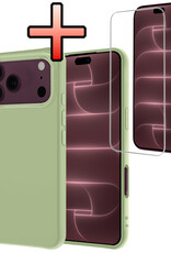 NoXx NoXx iPhone 18 Pro Max Hoesje Siliconen Met Screenprotector Met Dichte Notch - Groen
