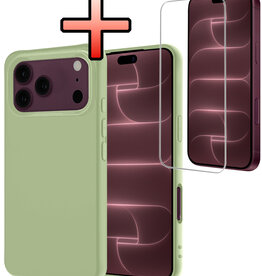 NoXx NoXx iPhone 18 Pro Max Hoesje Siliconen Met Screenprotector Met Dichte Notch - Groen