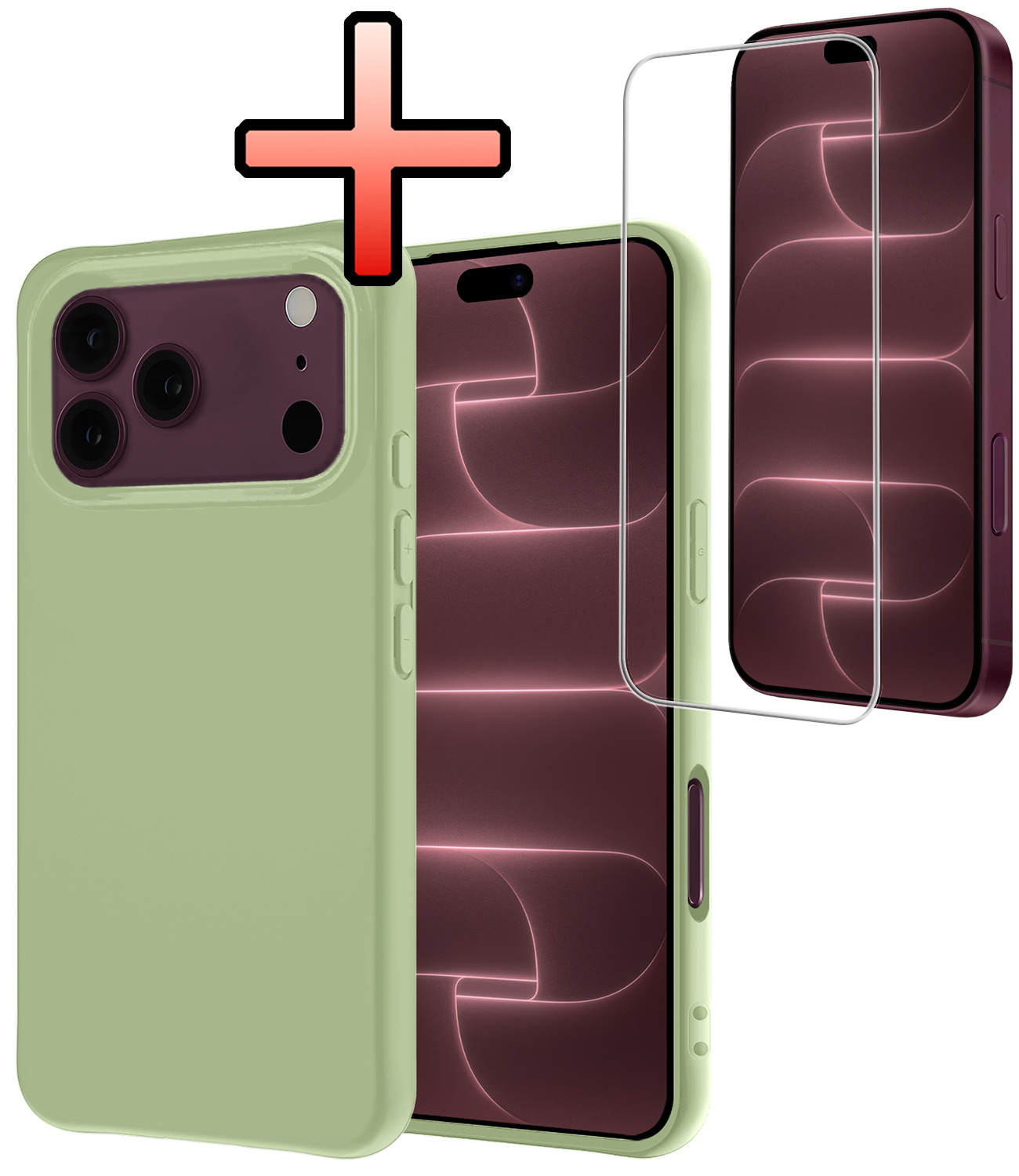 NoXx NoXx iPhone 18 Pro Max Hoesje Siliconen Met Screenprotector Met Dichte Notch - Groen