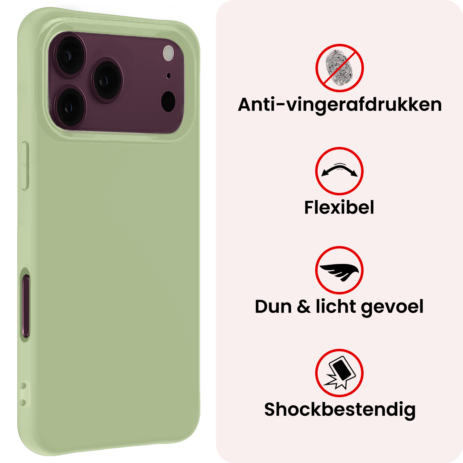 NoXx NoXx iPhone 18 Pro Max Hoesje Siliconen Met Screenprotector Met Dichte Notch - Groen