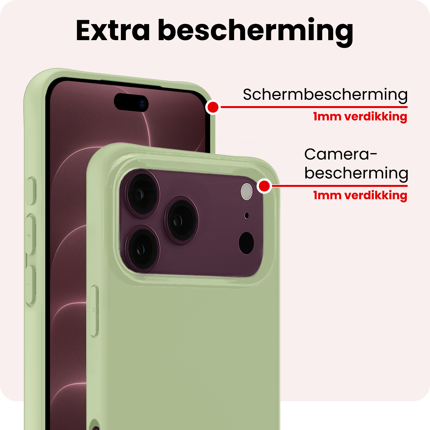 NoXx NoXx iPhone 18 Pro Max Hoesje Siliconen Met Screenprotector Met Dichte Notch - Groen