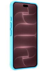 NoXx NoXx iPhone 18 Pro Max Hoesje Siliconen Met Screenprotector Met Dichte Notch - Lichtblauw