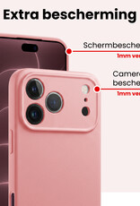 NoXx NoXx iPhone 18 Pro Max Hoesje Siliconen Met Screenprotector Met Dichte Notch - Lichtroze