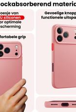 NoXx NoXx iPhone 18 Pro Max Hoesje Siliconen Met Screenprotector Met Dichte Notch - Lichtroze