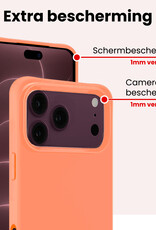 NoXx NoXx iPhone 18 Pro Max Hoesje Siliconen Met Screenprotector Met Dichte Notch - Perzik