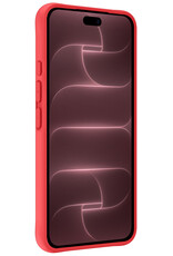 NoXx NoXx iPhone 18 Pro Max Hoesje Siliconen Met Screenprotector Met Dichte Notch - Rood
