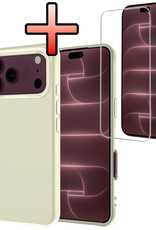 NoXx NoXx iPhone 18 Pro Max Hoesje Siliconen Met Screenprotector Met Dichte Notch - Wit