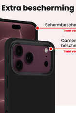 NoXx NoXx iPhone 18 Pro Max Hoesje Siliconen Met Screenprotector Met Dichte Notch - Zwart