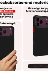 NoXx NoXx iPhone 18 Pro Max Hoesje Siliconen Met Screenprotector Met Dichte Notch - Zwart