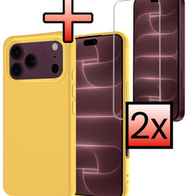 NoXx NoXx iPhone 18 Pro Max Hoesje Siliconen Met 2x Screenprotector Met Dichte Notch - Geel