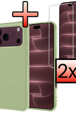 NoXx NoXx iPhone 18 Pro Max Hoesje Siliconen Met 2x Screenprotector Met Dichte Notch - Groen