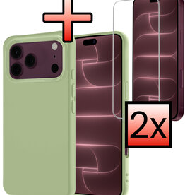 NoXx NoXx iPhone 18 Pro Max Hoesje Siliconen Met 2x Screenprotector Met Dichte Notch - Groen