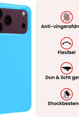 NoXx NoXx iPhone 18 Pro Max Hoesje Siliconen Met 2x Screenprotector Met Dichte Notch - Lichtblauw