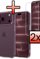 NoXx NoXx iPhone 18 Pro Max Hoesje Siliconen Met 2x Screenprotector Met Dichte Notch - Transparant