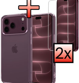NoXx NoXx iPhone 18 Pro Max Hoesje Siliconen Met 2x Screenprotector Met Dichte Notch - Transparant