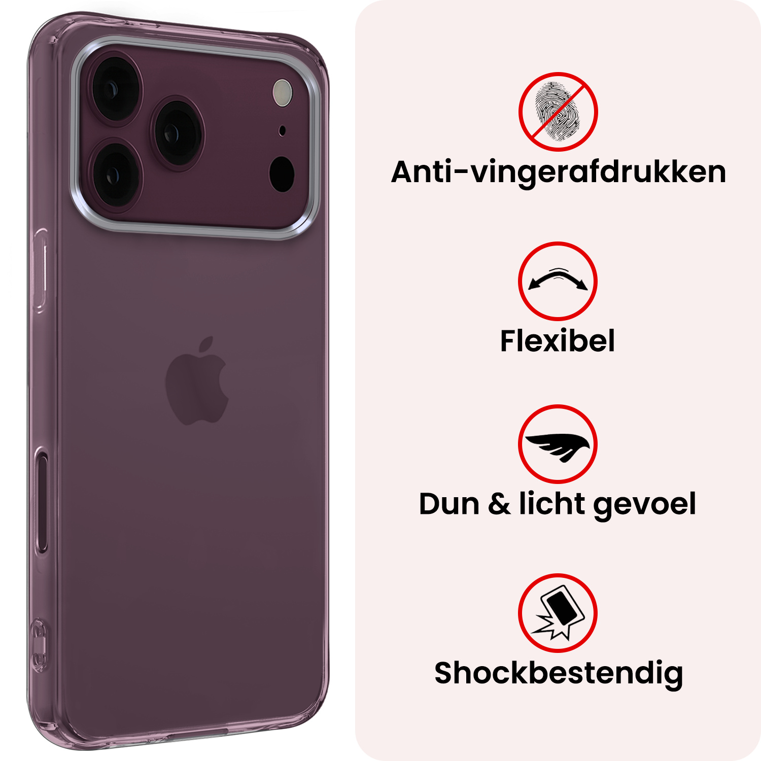 NoXx NoXx iPhone 18 Pro Max Hoesje Siliconen Met 2x Screenprotector Met Dichte Notch - Transparant