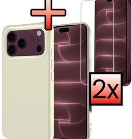 NoXx NoXx iPhone 18 Pro Max Hoesje Siliconen Met 2x Screenprotector Met Dichte Notch - Wit