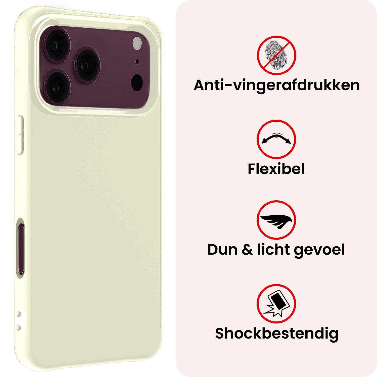 NoXx NoXx iPhone 18 Pro Max Hoesje Siliconen Met 2x Screenprotector Met Dichte Notch - Wit