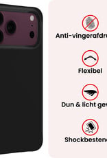 NoXx NoXx iPhone 18 Pro Max Hoesje Siliconen Met 2x Screenprotector Met Dichte Notch - Zwart