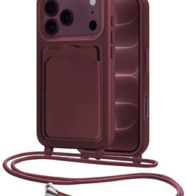 NoXx NoXx iPhone 18 Pro Hoesje Pashouder met Koord - Aubergine
