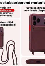 NoXx NoXx iPhone 18 Pro Hoesje Pashouder met Koord - Aubergine