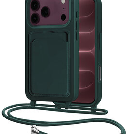 NoXx NoXx iPhone 18 Pro Hoesje Pashouder met Koord - Donkergroen