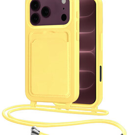 NoXx NoXx iPhone 18 Pro Hoesje Pashouder met Koord - Geel