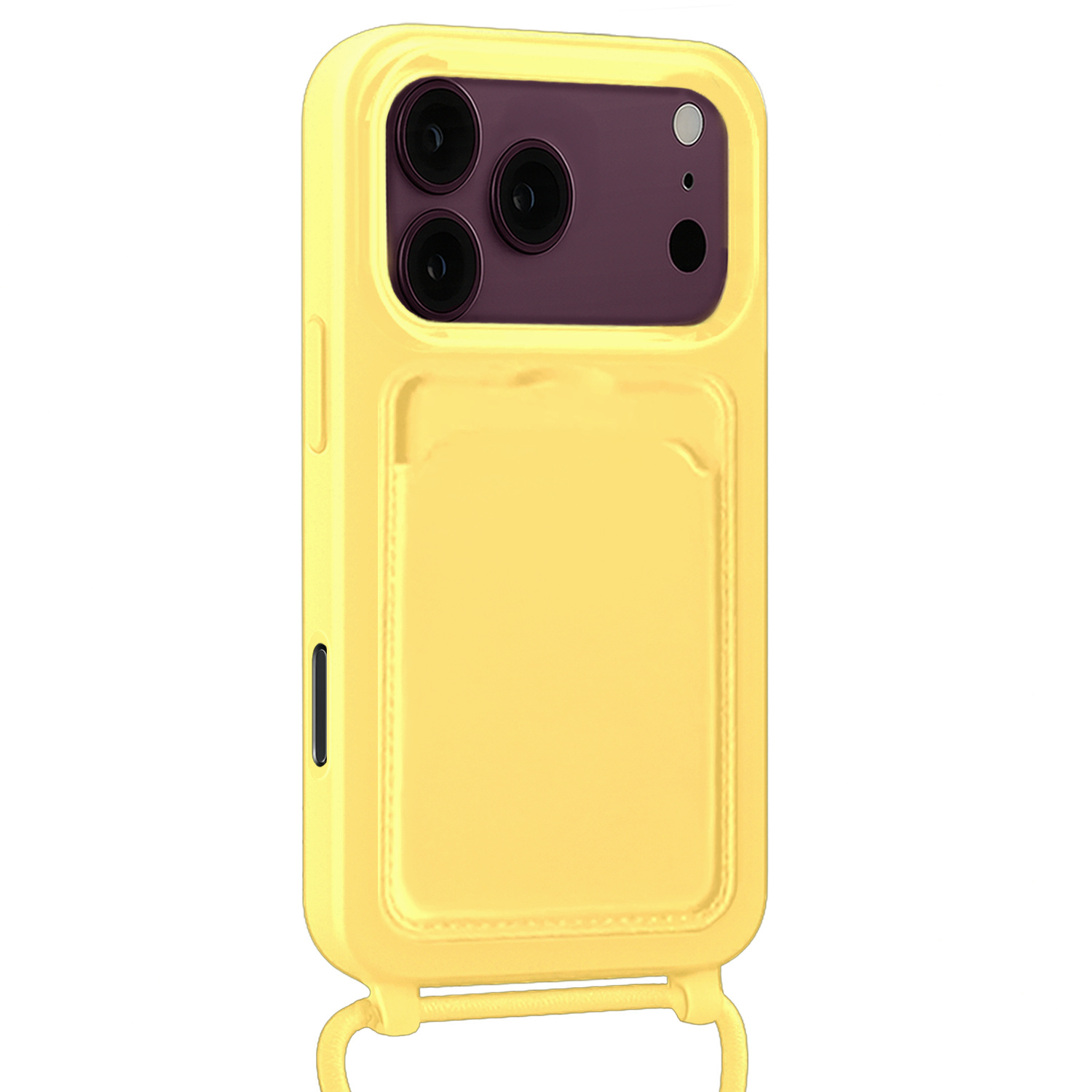NoXx NoXx iPhone 18 Pro Hoesje Pashouder met Koord - Geel