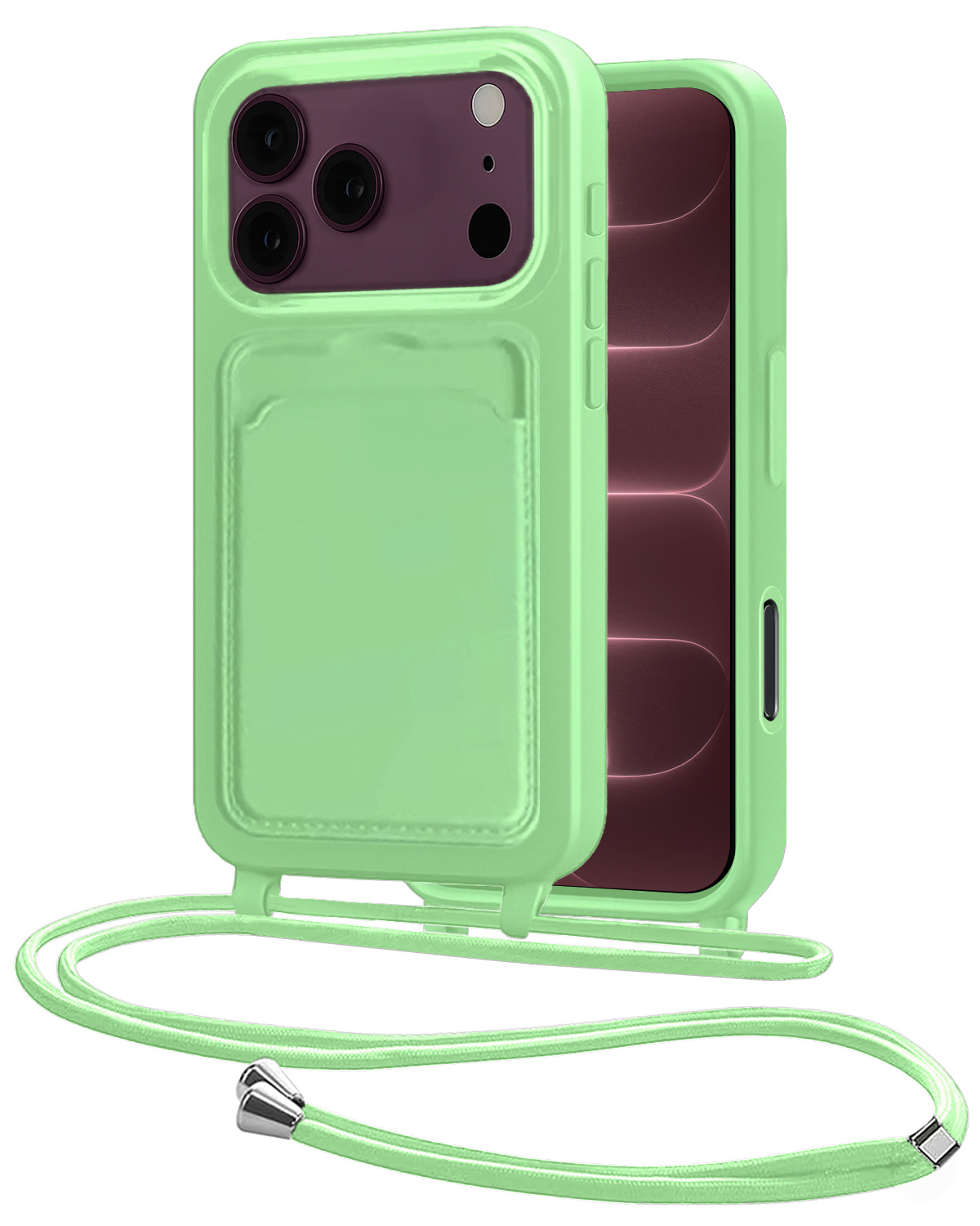 NoXx NoXx iPhone 18 Pro Hoesje Pashouder met Koord - Groen