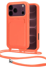 NoXx NoXx iPhone 18 Pro Hoesje Pashouder met Koord - Papaya