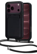 NoXx NoXx iPhone 18 Pro Hoesje Pashouder met Koord - Zwart