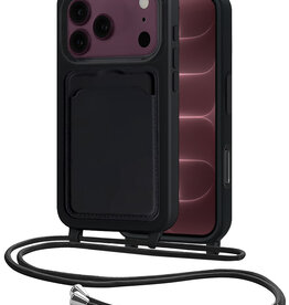 NoXx NoXx iPhone 18 Pro Hoesje Pashouder met Koord - Zwart