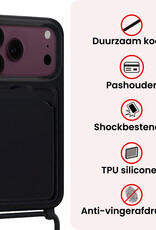 NoXx NoXx iPhone 18 Pro Hoesje Pashouder met Koord - Zwart