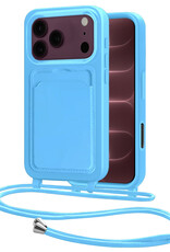 NoXx NoXx iPhone 18 Pro Max Hoesje Pashouder met Koord - Lichtblauw