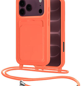 NoXx NoXx iPhone 18 Pro Max Hoesje Pashouder met Koord - Papaya