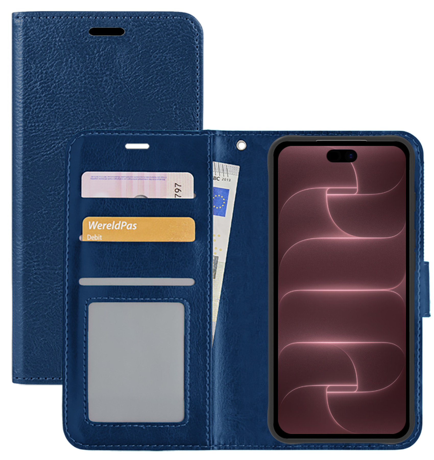 NoXx NoXx iPhone 18 Pro Hoesje Bookcase - Donkerblauw