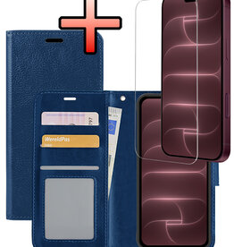 NoXx NoXx iPhone 18 Pro Hoesje Bookcase Met Screenprotector - Donkerblauw