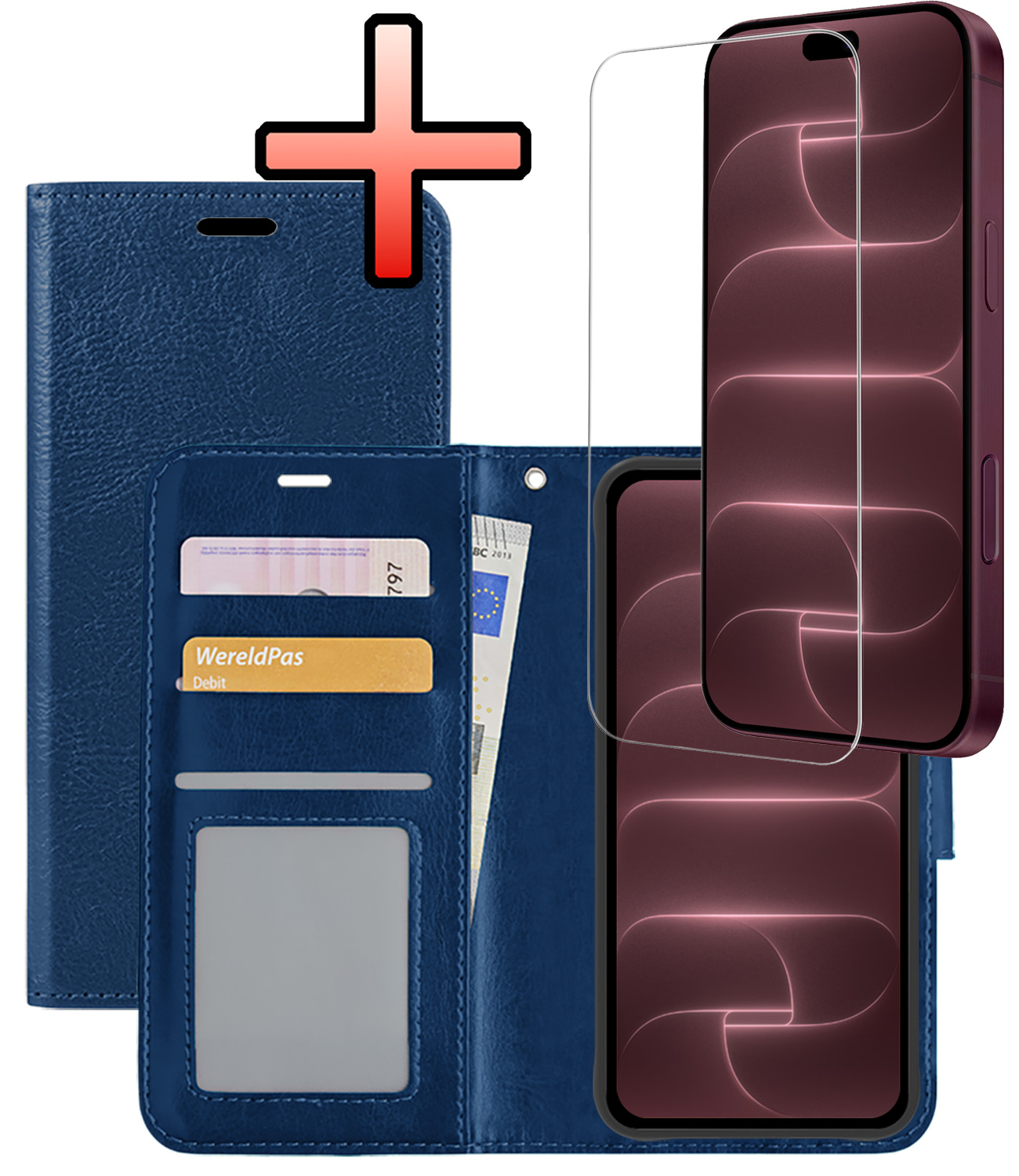 NoXx NoXx iPhone 18 Pro Hoesje Bookcase Met Screenprotector - Donkerblauw