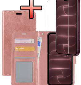 NoXx NoXx iPhone 18 Pro Hoesje Bookcase Met Screenprotector - Rose Goud