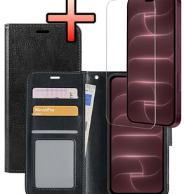 NoXx NoXx iPhone 18 Pro Hoesje Bookcase Met Screenprotector - Zwart