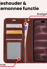 NoXx NoXx iPhone 18 Pro Hoesje Bookcase Met 2x Screenprotector - Bruin