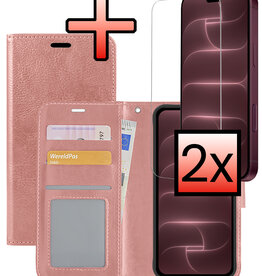 NoXx NoXx iPhone 18 Pro Hoesje Bookcase Met 2x Screenprotector - Rose Goud