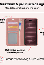 NoXx NoXx iPhone 18 Pro Hoesje Bookcase Met 2x Screenprotector - Rose Goud