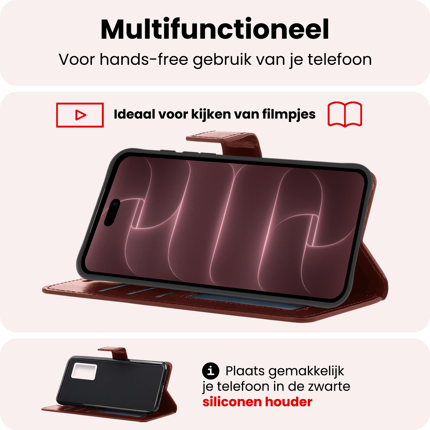 NoXx NoXx iPhone 18 Pro Max Hoesje Bookcase - Bruin