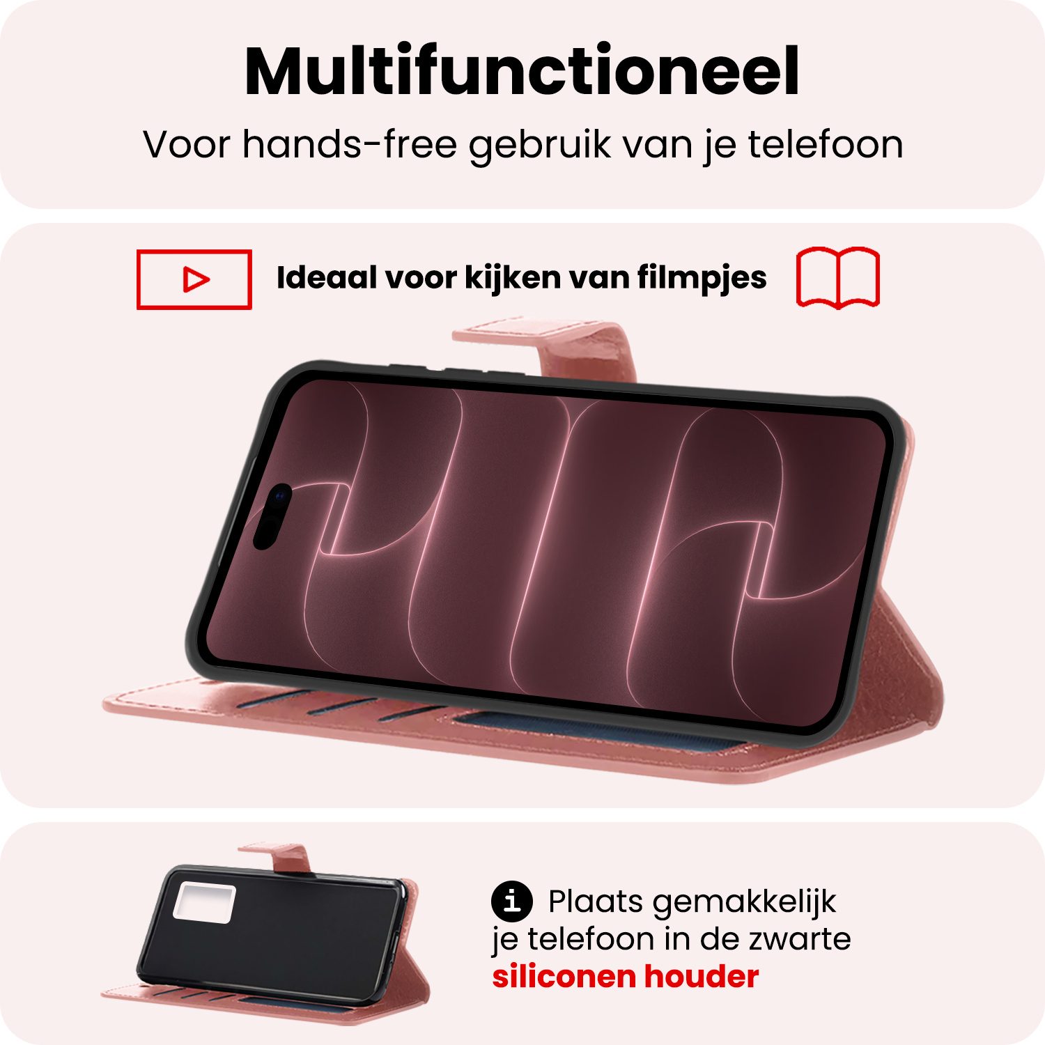 NoXx NoXx iPhone 18 Pro Max Hoesje Bookcase - Rose Goud