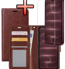 NoXx NoXx iPhone 18 Pro Max Hoesje Bookcase Met Screenprotector - Bruin
