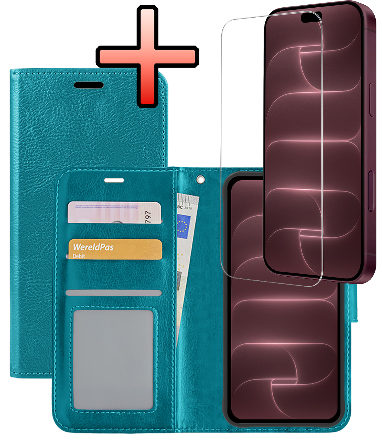 NoXx NoXx iPhone 18 Pro Max Hoesje Bookcase Met Screenprotector - Turquoise