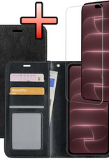 NoXx NoXx iPhone 18 Pro Max Hoesje Bookcase Met Screenprotector - Zwart
